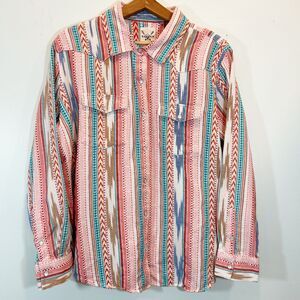 Cotton & Rye Outfitters Pastel Colorful Southwestern Pearl Snap Up Shirt XL